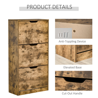 Shoe Cabinet Entryway Rack with 3 Flip Drawers Adjustable for 18 Pairs