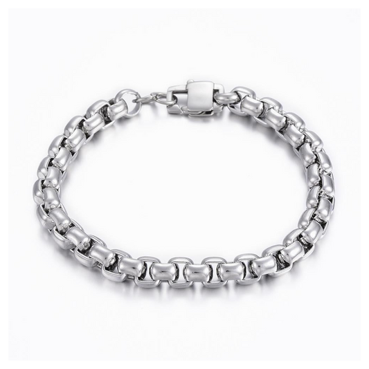 Mens Silver Box Chain Bracelet
