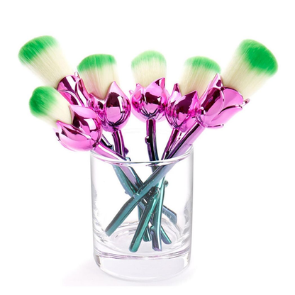Beauty and the Beast-Inspired Rose Makeup Brushes with Glossy Handles