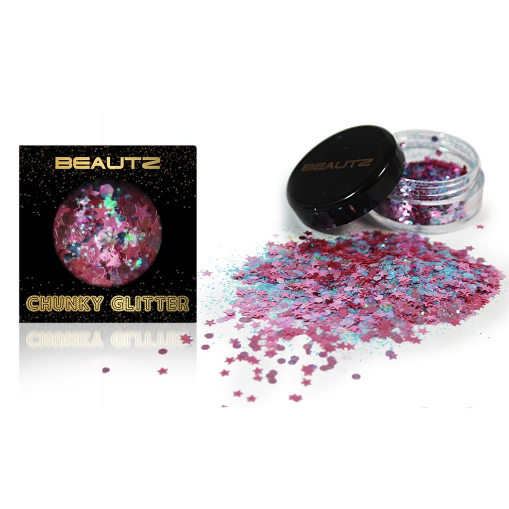 Beautz Chunky Glitter Available in 5 Varieties 10ml pot with 5g of Cosmetic Glit[Fairy]