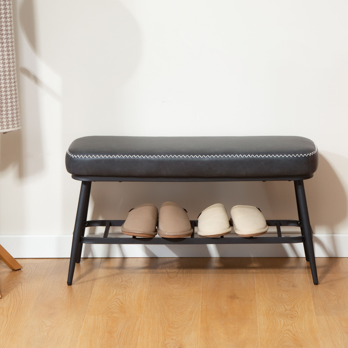 Leather Shoe Storage Bench