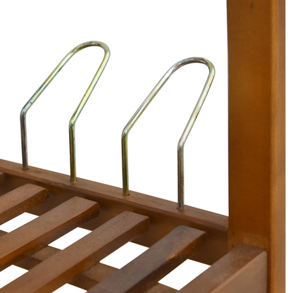 3-Tier Shoe Rack, Acacia Wooden2 Hangers, Holds up to 12 Pairs,
