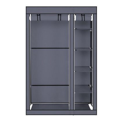 67" Portable Clothes Closet Wardrobe with Non-woven Fabric and Hanging Rod Quick and Easy to Assemble Gray