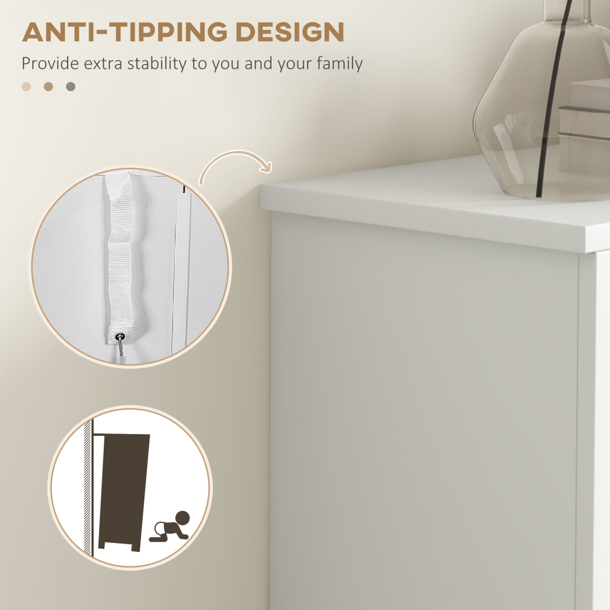 HOMCOM Modern Shoe Cabinet with 2 Flip Drawers and Adjustable Shelves, White