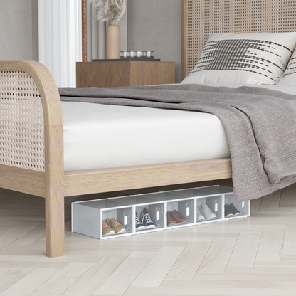 18PCS Clear Shoe Box, Plastic Stackable UK/EU Size up to 12, 28 x 36 x 21cm