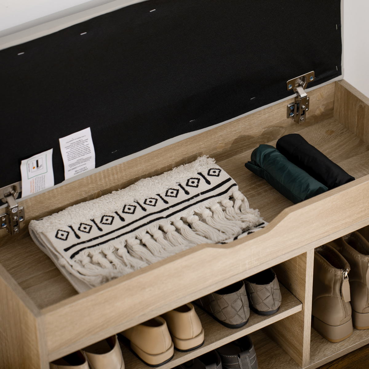 Sit-On Shoe Storage w/ Hidden Compartment Handles Sponge Top 80x30x43 cm Grey