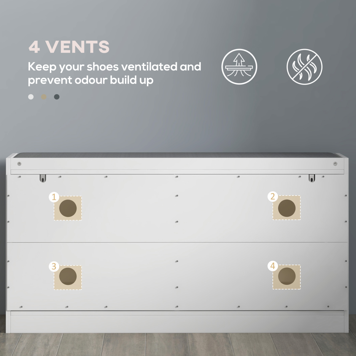 HOMCOM Shoe Bench with 2 Flip Drawers, Cushion, 8 Pairs for Entryway White