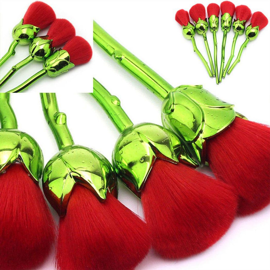 Beauty and the Beast-Inspired Rose Makeup Brushes with Glossy Handles