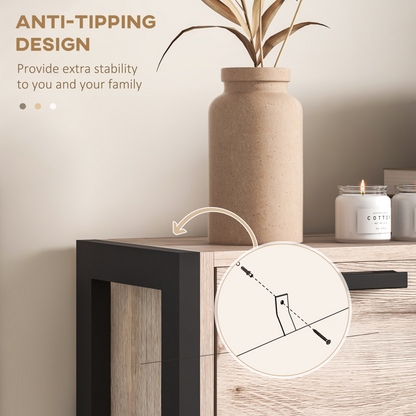 HOMCOM Entryway Shoe Cabinet with 3 Flip Drawers Adjustable Shelves Wood Handles