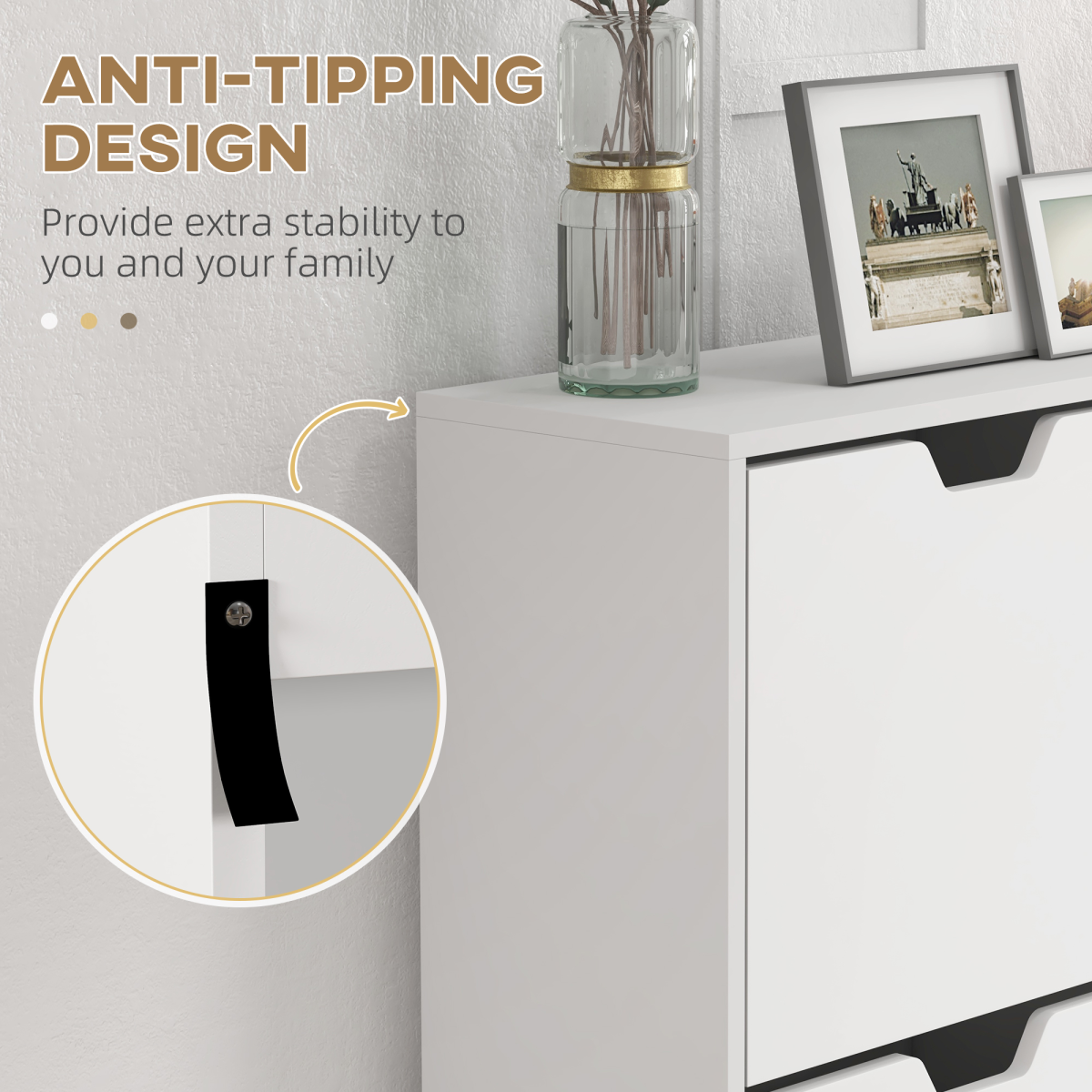 HOMCOM Shoe Storage Cabinet with 4 Flip Drawers for 16 Pairs of Shoes, White