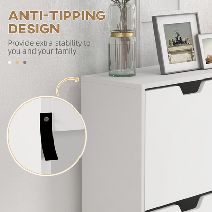 HOMCOM Shoe Storage Cabinet with 4 Flip Drawers for 16 Pairs of Shoes, White