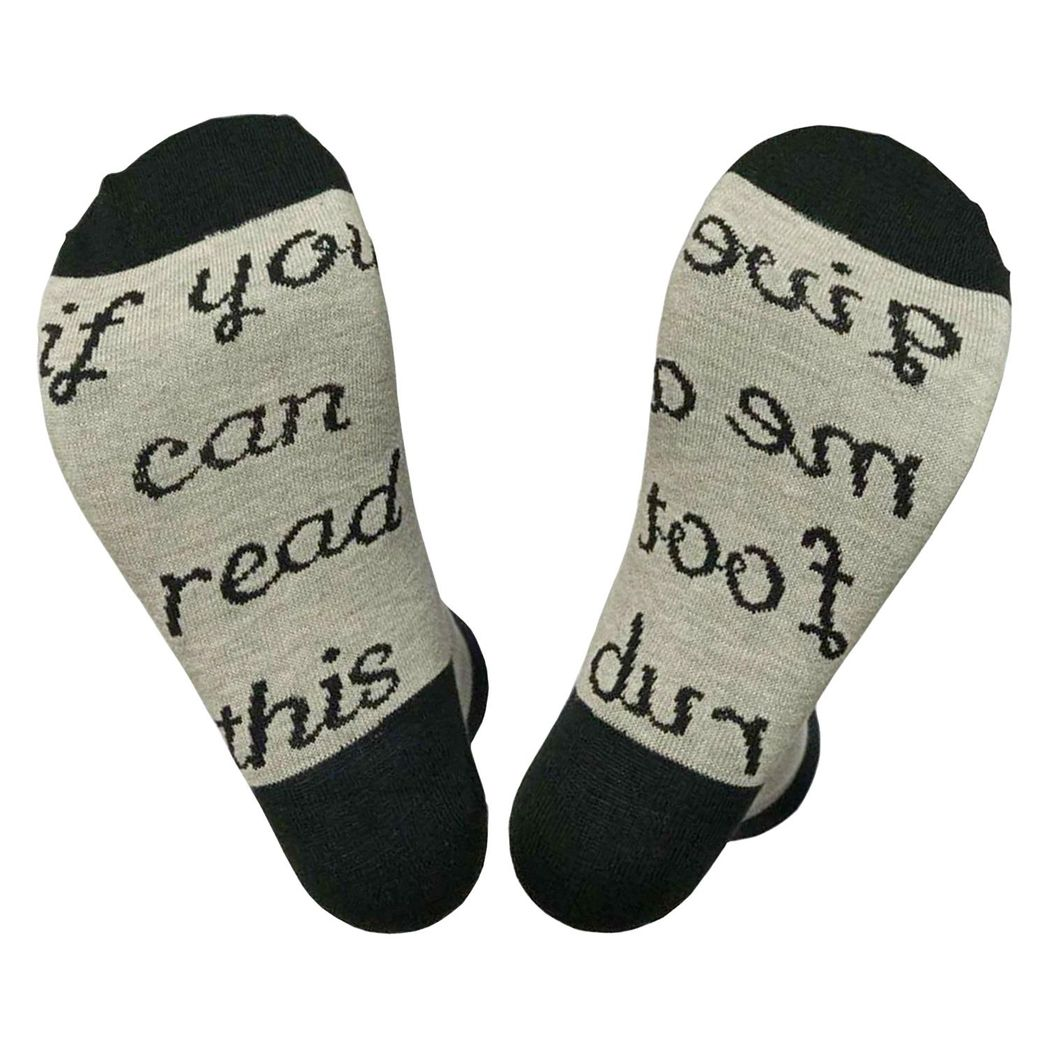 Gifting Slogan Socks, If You Can Read this Give me a Foot Rub, Grey, UK Size 4-7