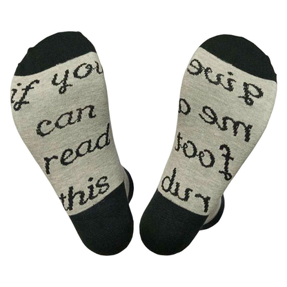 Gifting Slogan Socks, If You Can Read this Give me a Foot Rub, Grey, UK Size 4-7