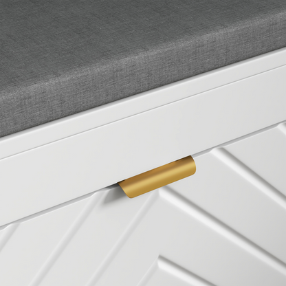 HOMCOM Shoe Bench with 2 Flip Drawers, Cushion, 8 Pairs for Entryway White