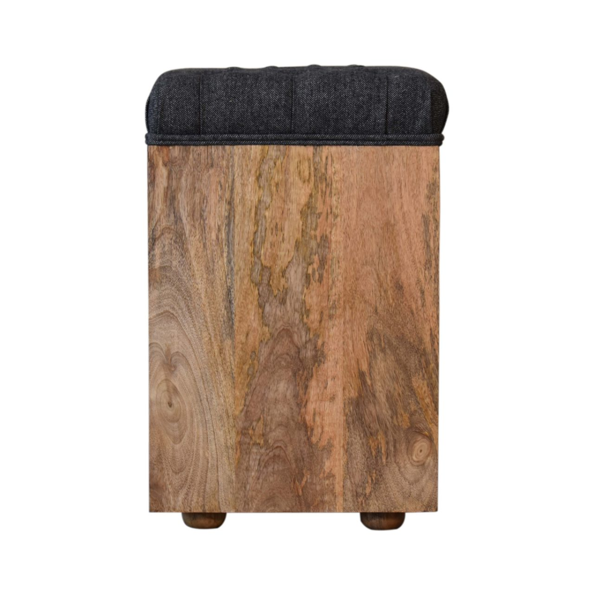 Artisan Furniture Solid Mango Wood Mini Black Shoe Storage Footstool