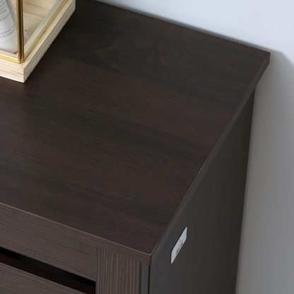 HOMCOM Shoe Storage Cabinet with Slatted Doors for 15 Pairs of Shoes Brown