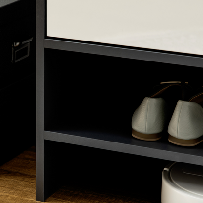 Modern Shoe Cupboard for Hallway with Open Compartment and Adjustable Shelves