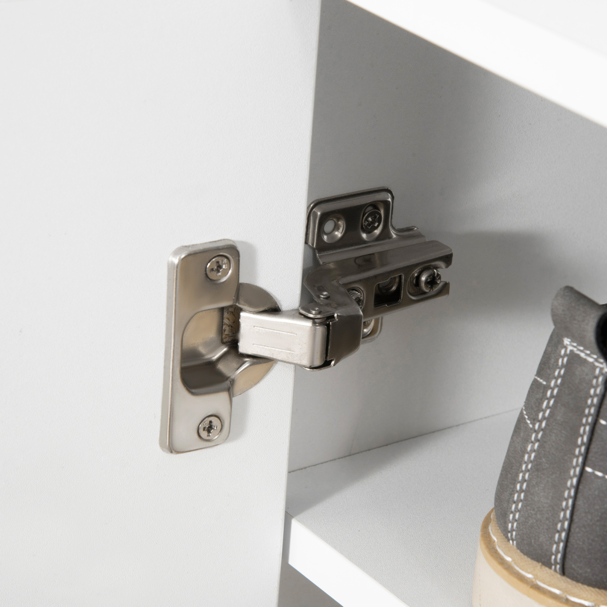 Modern Shoe Cabinet Storage Organizer w/ Doors and Shelves for Entryway