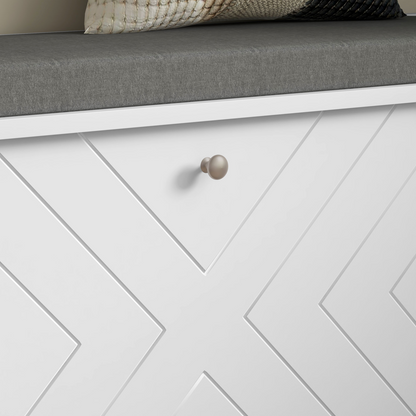 HOMCOM Shoe Bench with Flip Drawer, Cushion, 10 Pairs for Entryway White