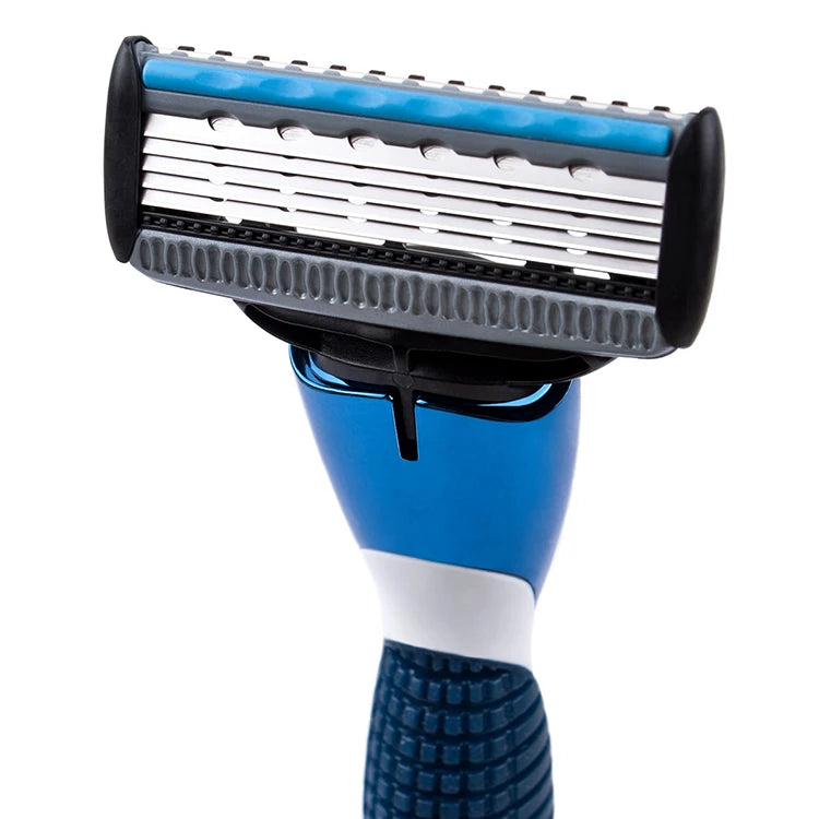 QSHAVE Blue Series 5-Layer USA Blade Manual Razor Men Shaving Razor with 2 Pieces X5 Blade QSHAVE Name