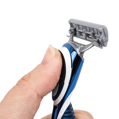 QShave Men Shaving Razor, 1 Handle & 10 Cartridges (9pcs X3 Blade, 1pc X5 Blade)