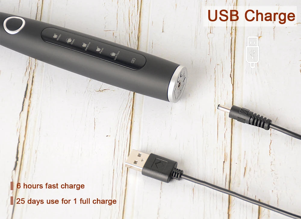 Electric Toothbrush Sonic Rechargeable Top Quality Smart Chip Toothbrush Head Replaceable Whitening Healthy Best Gift !