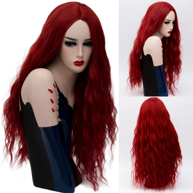 MSIWIGS 70CM Long Pink Wavy Wigs Cosplay Lolita Synthetic Women' s Blonde Wig 29 Colors Heat Resistant Hair