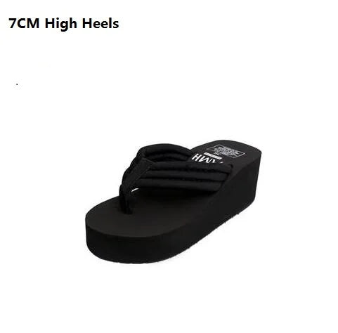 Women Fashion Summer Chunky Sole Wedges Heels Flip Flops Casual Shoes New Arrival Waterproof Taiwan Slippers Sexy Lady Sandals