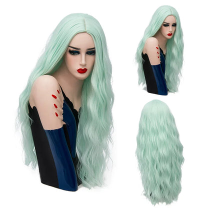 MSIWIGS 70CM Long Pink Wavy Wigs Cosplay Lolita Synthetic Women' s Blonde Wig 29 Colors Heat Resistant Hair