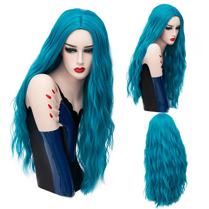 MSIWIGS 70CM Long Pink Wavy Wigs Cosplay Lolita Synthetic Women' s Blonde Wig 29 Colors Heat Resistant Hair