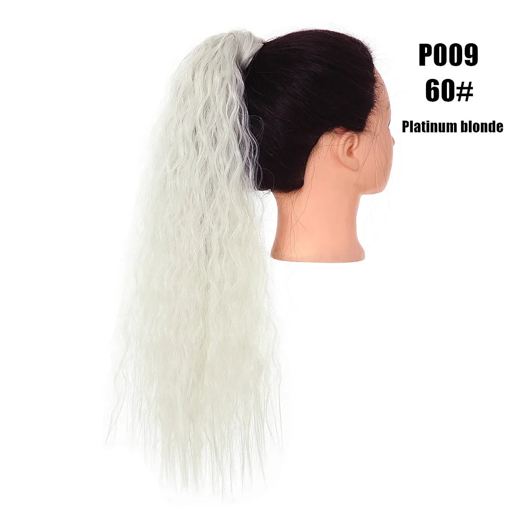 Synthetic Clip in Ponytail Hair Extension Wig Straight Kinky Curly Long Wrap Around Fake Pony Tail Blonde False Afro Hairpiece