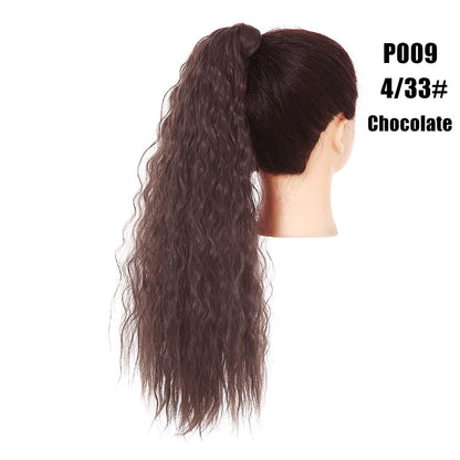 Synthetic Clip in Ponytail Hair Extension Wig Straight Kinky Curly Long Wrap Around Fake Pony Tail Blonde False Afro Hairpiece