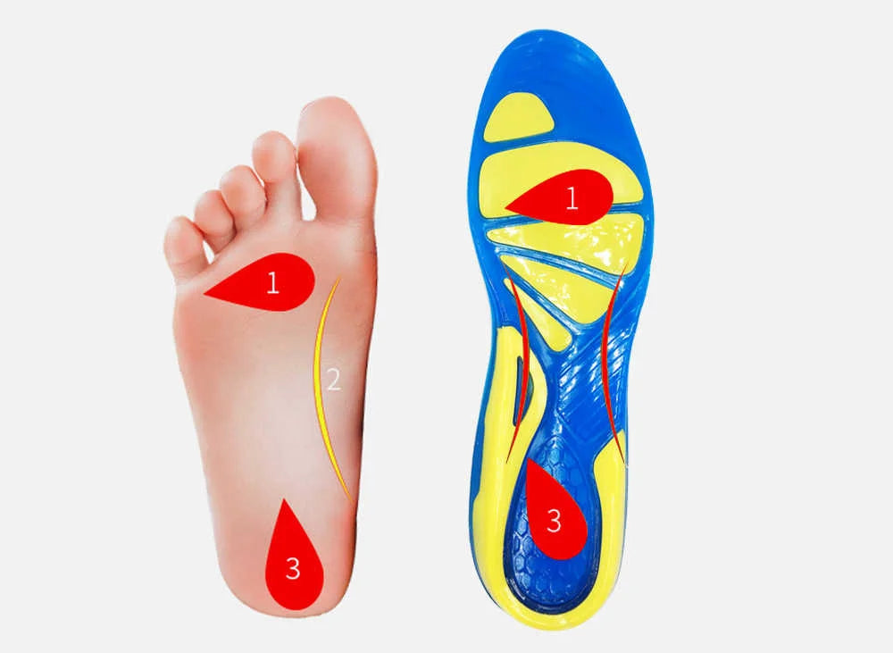 Silicon Gel Insoles Foot Care For Plantar Fasciitis Heel Spur Running Sport Insoles Shock Absorption Pads Arch Orthopedic Insole