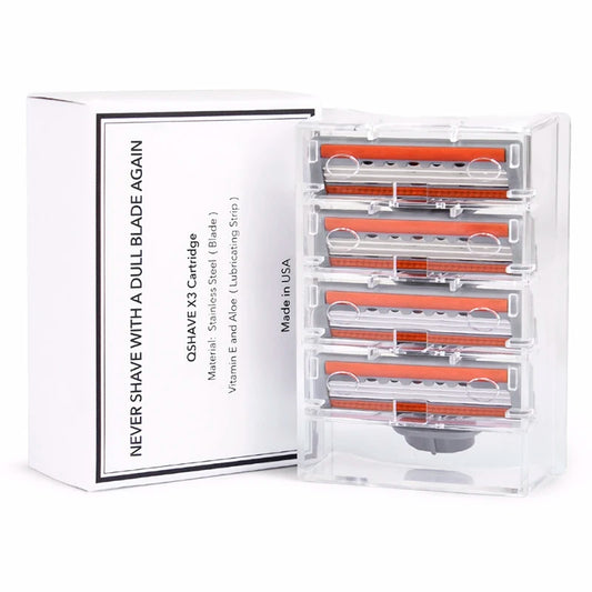 QShave Orange Series 3 Layer Razor Blade Refill Men Manual Shaving X3 Blade 4 Cartridges can choose IT 8 and 16 Cartridges