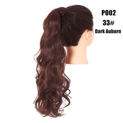 Synthetic Clip in Ponytail Hair Extension Wig Straight Kinky Curly Long Wrap Around Fake Pony Tail Blonde False Afro Hairpiece