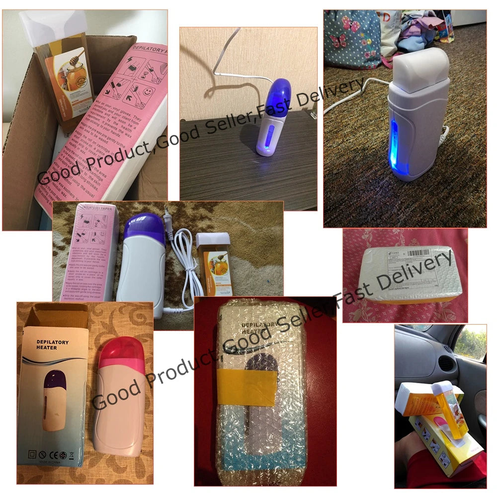 Honey Epilatory Waxing Kit Depilatory Roll on Wax Heater Machine with Refillable Wax Cream&100PCS Waxing Papers For Hair Removal