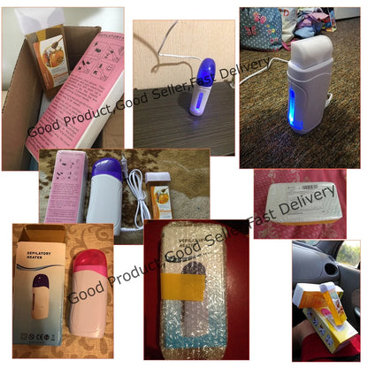 Honey Epilatory Waxing Kit Depilatory Roll on Wax Heater Machine with Refillable Wax Cream&100PCS Waxing Papers For Hair Removal
