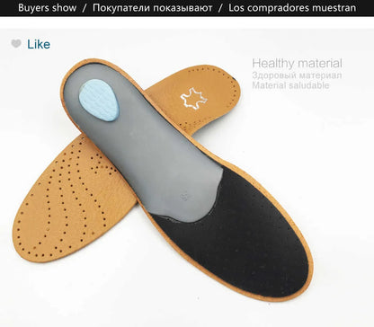 KOTLIKOFF High Quality Leather Orthotics Insole For Flat Foot Arch Support 25mm Orthopedic Silicone Insoles For Men And Women