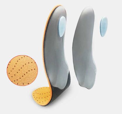 KOTLIKOFF High Quality Leather Orthotics Insole For Flat Foot Arch Support 25mm Orthopedic Silicone Insoles For Men And Women