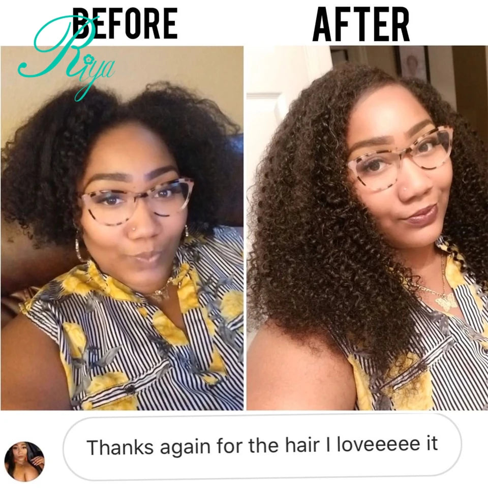 Riya Hair Clips In Brazilian Human Hair Afro Kinky Curly Clip In Hair Extensions 8 Pieces And 120g/Set Natural Color Remy Hair