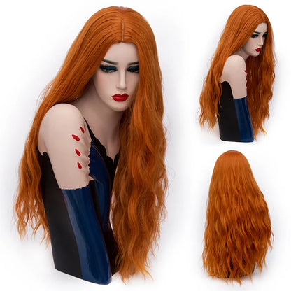 MSIWIGS 70CM Long Pink Wavy Wigs Cosplay Lolita Synthetic Women' s Blonde Wig 29 Colors Heat Resistant Hair