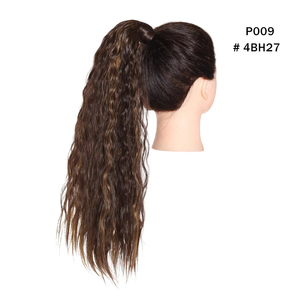 Synthetic Clip in Ponytail Hair Extension Wig Straight Kinky Curly Long Wrap Around Fake Pony Tail Blonde False Afro Hairpiece