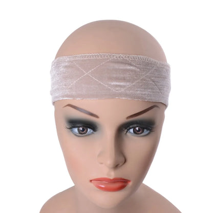 Flexible Velvet Wig Grip Scarf Comfort Head Band Adjustable Fastern Wig Beige , Dark Brown ,Brown, Black