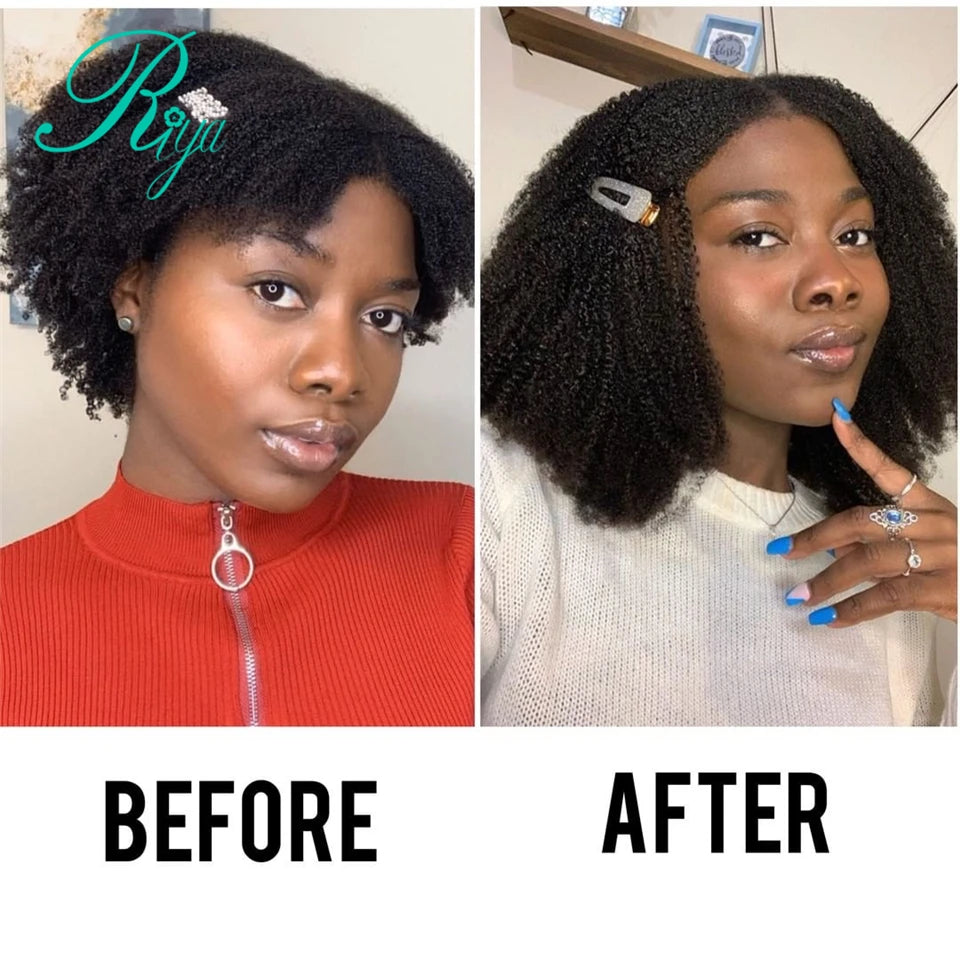 Riya Hair Clips In Brazilian Human Hair Afro Kinky Curly Clip In Hair Extensions 8 Pieces And 120g/Set Natural Color Remy Hair