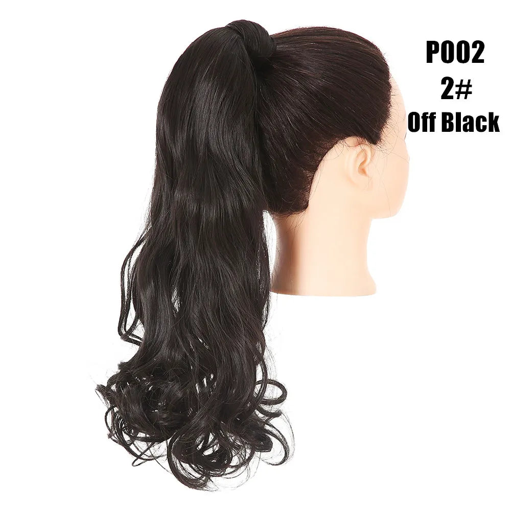 Synthetic Clip in Ponytail Hair Extension Wig Straight Kinky Curly Long Wrap Around Fake Pony Tail Blonde False Afro Hairpiece