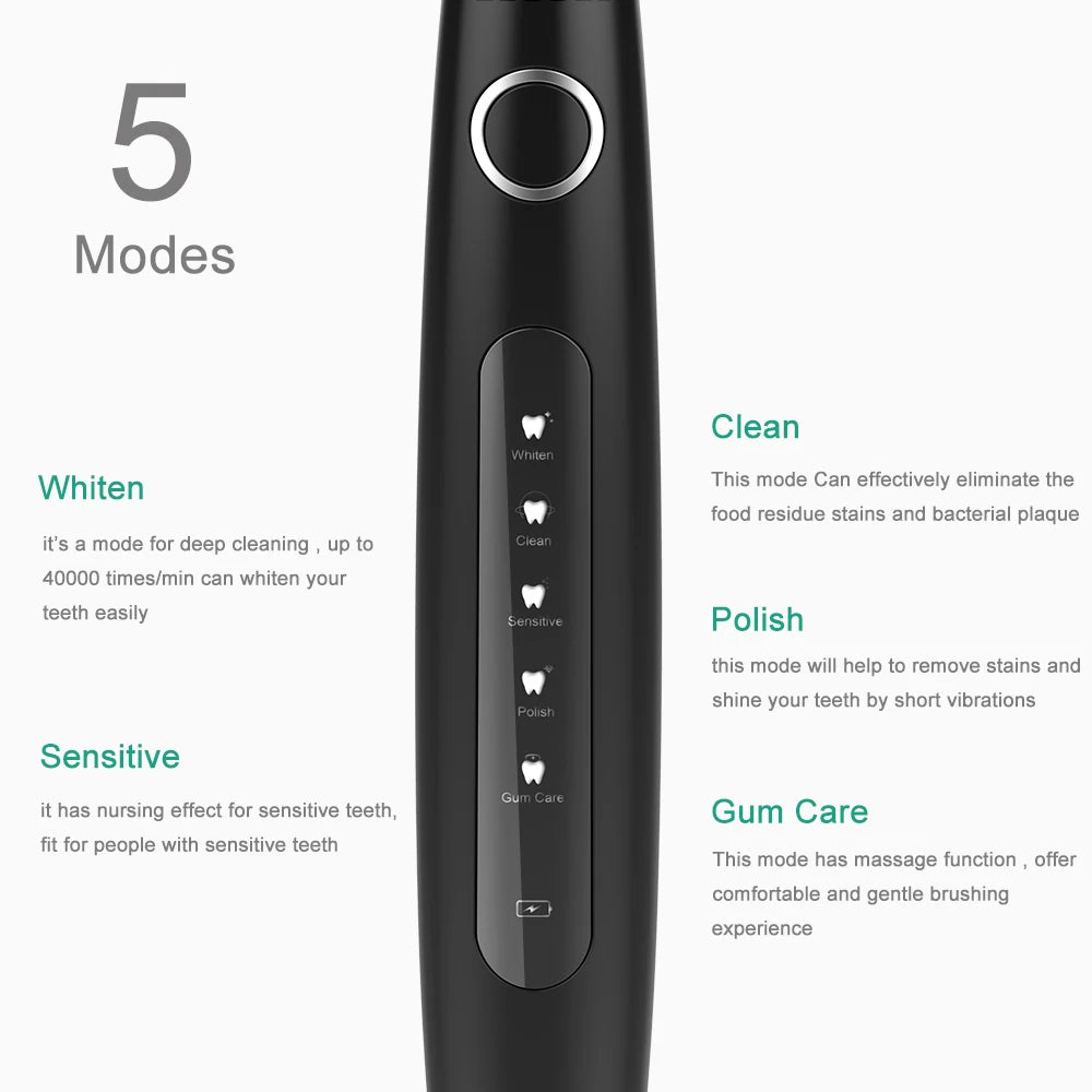 Electric Toothbrush Sonic Rechargeable Top Quality Smart Chip Toothbrush Head Replaceable Whitening Healthy Best Gift !