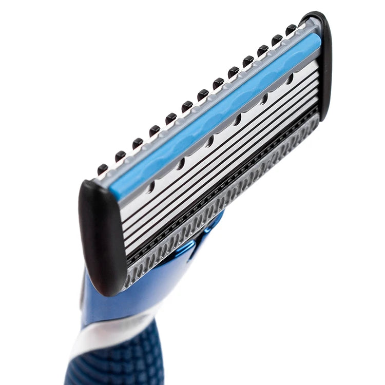 QSHAVE Blue Series 5-Layer USA Blade Manual Razor Men Shaving Razor with 2 Pieces X5 Blade QSHAVE Name