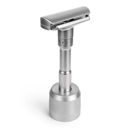 QSHAVE Adjustable Safety Razor Double Edge Classic Mens Shaving Mild to Aggressive 1-6 File Hair Removal Shaver it with 5 Blades