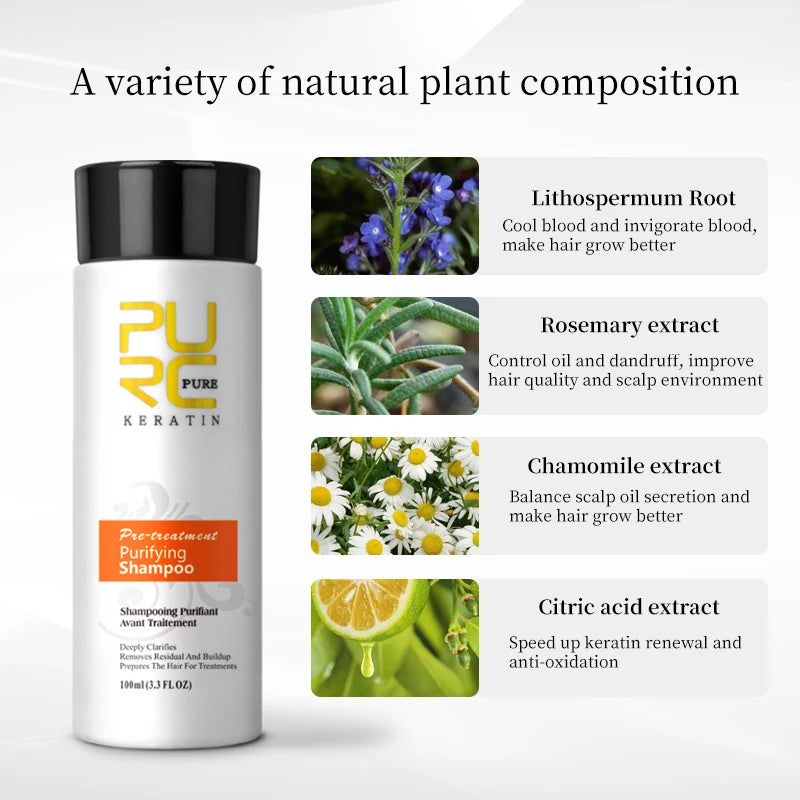 PURC Hair Purifying Shampoo Conditioner Keratin Hair Treatment Straightening Smoothing Professional Hair Care Salon Products