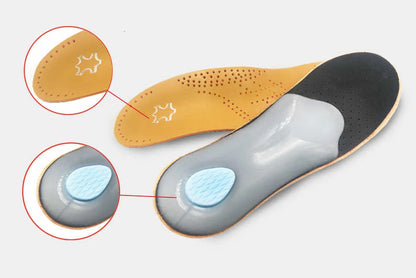 KOTLIKOFF High Quality Leather Orthotics Insole For Flat Foot Arch Support 25mm Orthopedic Silicone Insoles For Men And Women